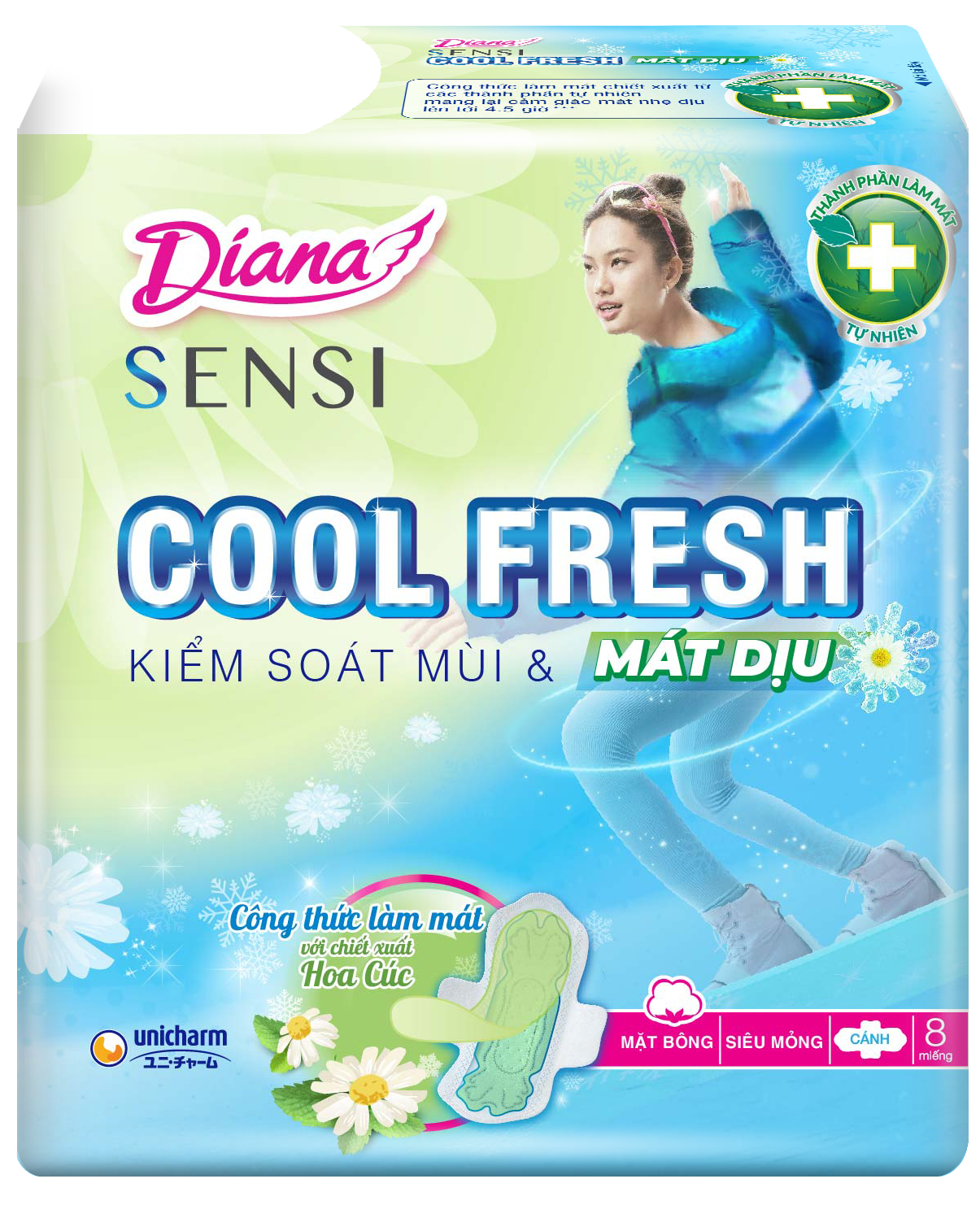 Diana SENSI Cool Fresh Mát Dịu siêu mỏng cánh
